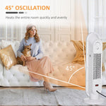 1200W/2000W Ceramic Tower Heater with Remote Control, 24H Timer Thermostat and Anti-Tip System for Rooms up to 20 m2, 21x21x63.5 cm, White and Black