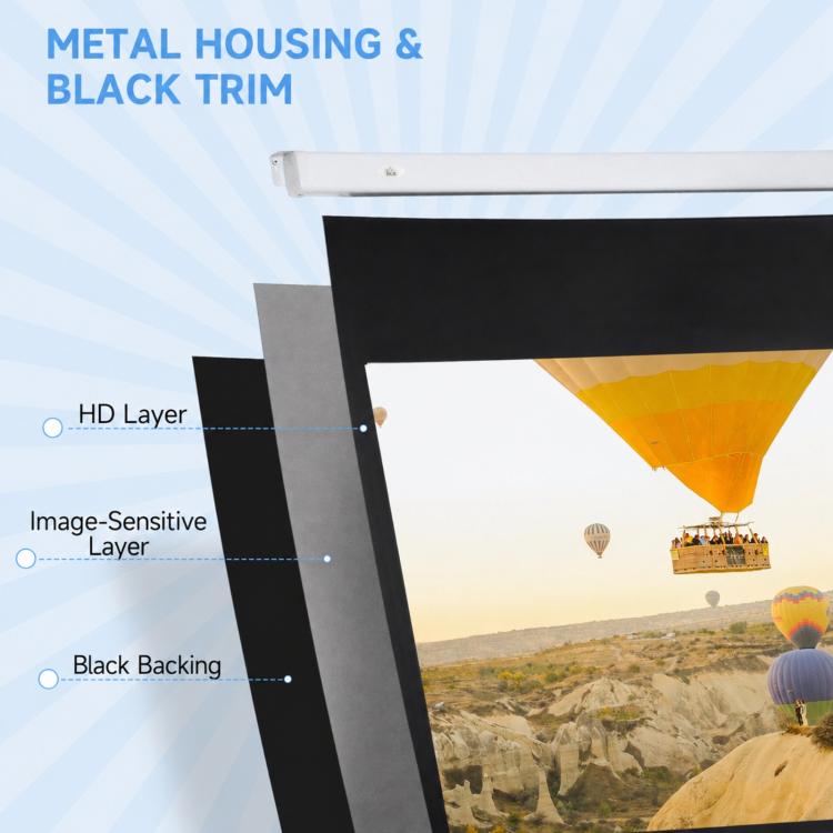 84 Inch 16:9 Motorized Projector Screen with Remote Control, White, 84 Inch 16：9 Format