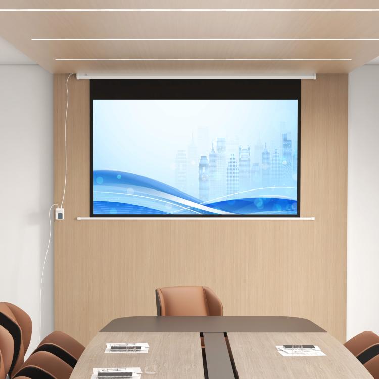 84 Inch 16:9 Motorized Projector Screen with Remote Control, White, 84 Inch 16：9 Format