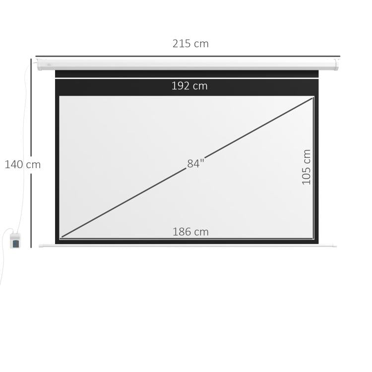 84 Inch 16:9 Motorized Projector Screen with Remote Control, White, 84 Inch 16：9 Format