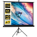 84-inch projection screen with adjustable height tripod stand, 4K HD 4:3 screen, indoor/outdoor use