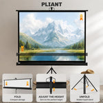 84-inch projection screen with adjustable height tripod stand, 4K HD 4:3 screen, indoor/outdoor use