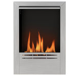 Stainless steel ethanol fireplace, 0.9-liter capacity, burns for up to 3.3 hours, silver