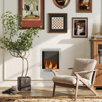 Stainless steel ethanol fireplace, 0.9-liter capacity, burns for up to 3.3 hours, silver