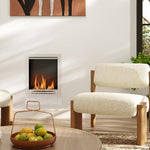 Stainless steel ethanol fireplace, 0.9-liter capacity, burns for up to 3.3 hours, silver