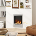 Stainless steel ethanol fireplace, 0.9-liter capacity, burns for up to 3.3 hours, silver