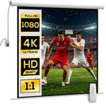 85-inch motorized projection screen, 4K HD electric, wall or ceiling mount, control panel and remote control
