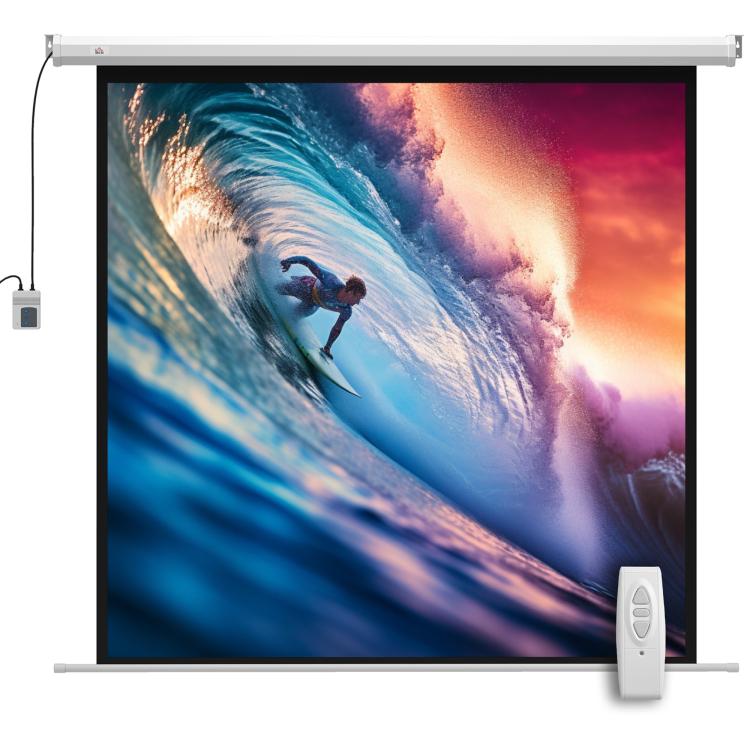 85-inch motorized projection screen, 4K HD electric, wall or ceiling mount, control panel and remote control