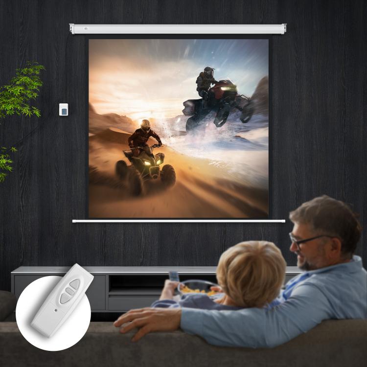 85-inch motorized projection screen, 4K HD electric, wall or ceiling mount, control panel and remote control