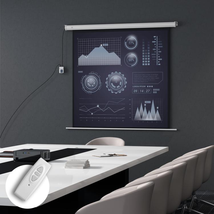 85-inch motorized projection screen, 4K HD electric, wall or ceiling mount, control panel and remote control
