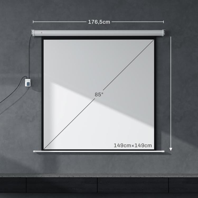 85-inch motorized projection screen, 4K HD electric, wall or ceiling mount, control panel and remote control