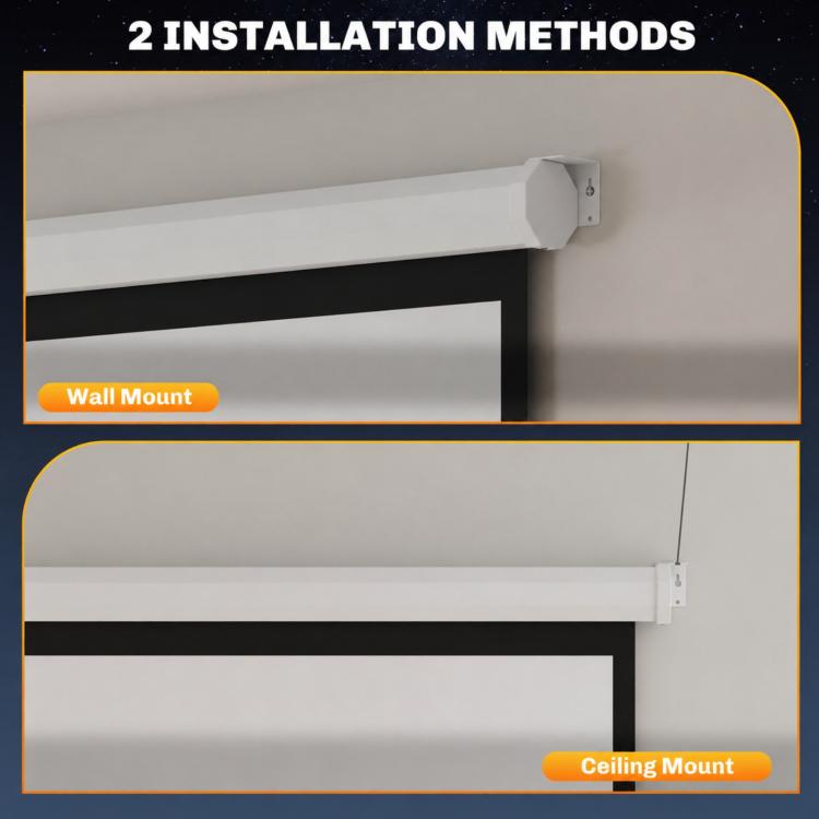 85-inch motorized projection screen, 4K HD electric, wall or ceiling mount, control panel and remote control