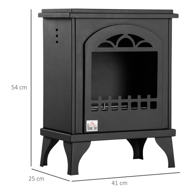 Freestanding bioethanol fireplace with 1.2 L tank, approx. 3-hour burn time, 25 m2 coverage, 41 x 25 x 54 cm