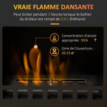 Freestanding bioethanol fireplace with 1.2 L tank, approx. 3-hour burn time, 25 m2 coverage, 41 x 25 x 54 cm
