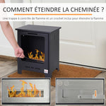 Freestanding bioethanol fireplace, 0.9L burner, 3-hour burn time, neo-retro stove style, dimensions 40L x 30W x 50H cm, coverage 20–25 m2, black.