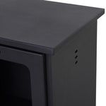 Freestanding bioethanol fireplace, 0.9L burner, 3-hour burn time, neo-retro stove style, dimensions 40L x 30W x 50H cm, coverage 20–25 m2, black.
