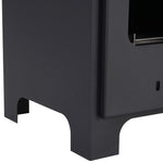 Freestanding bioethanol fireplace, 0.9L burner, 3-hour burn time, neo-retro stove style, dimensions 40L x 30W x 50H cm, coverage 20–25 m2, black.
