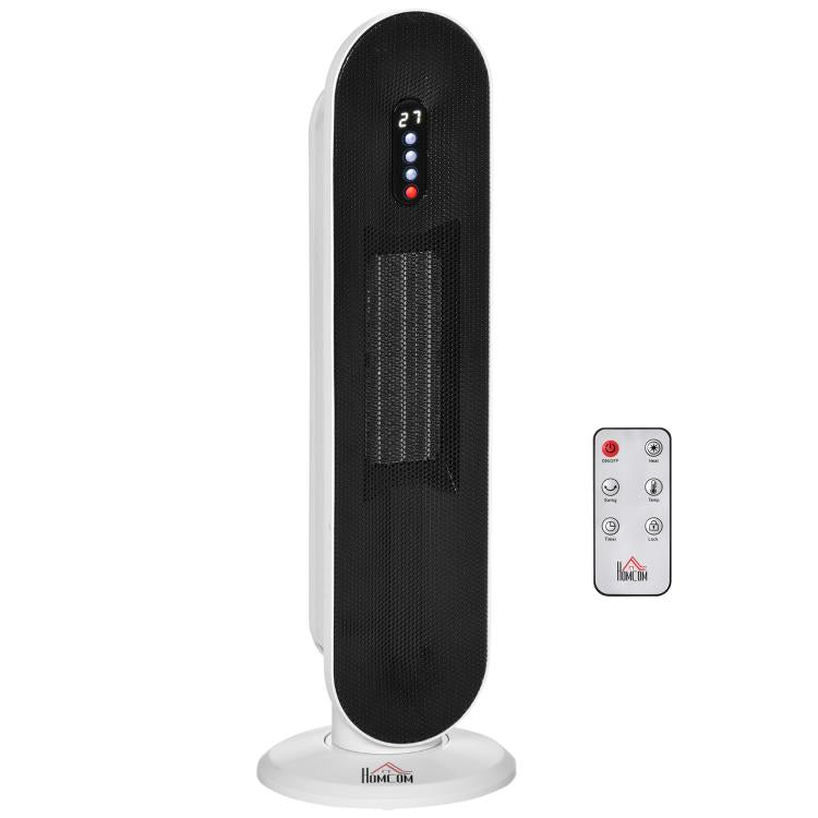 Fan Heater with 24-Hour Timer, 2000W, 2 Modes, Oscillation, Metal (White + Black)