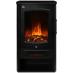 Electric fireplace, realistic flames, 2 heat settings, overheat protection, steel, black, 44.5 x 32 x 74 cm