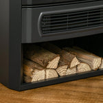 Electric fireplace, realistic flames, 2 heat settings, overheat protection, steel, black, 44.5 x 32 x 74 cm