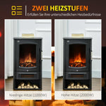 Electric fireplace, realistic flames, 2 heat settings, overheat protection, steel, black, 44.5 x 32 x 74 cm