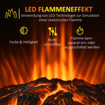 Electric fireplace, realistic flames, 2 heat settings, overheat protection, steel, black, 44.5 x 32 x 74 cm