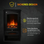 Electric fireplace, realistic flames, 2 heat settings, overheat protection, steel, black, 44.5 x 32 x 74 cm