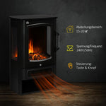 Electric fireplace, realistic flames, 2 heat settings, overheat protection, steel, black, 44.5 x 32 x 74 cm