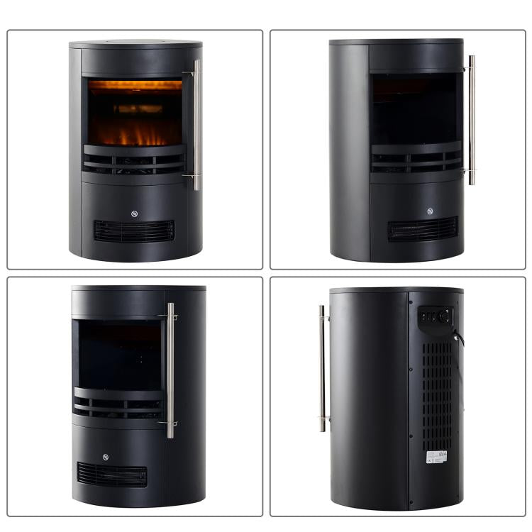 Electric fireplace with heater, electric fireplace with LED flame effect, 900/2000W decorative fireplace, electric fireplace stove, black