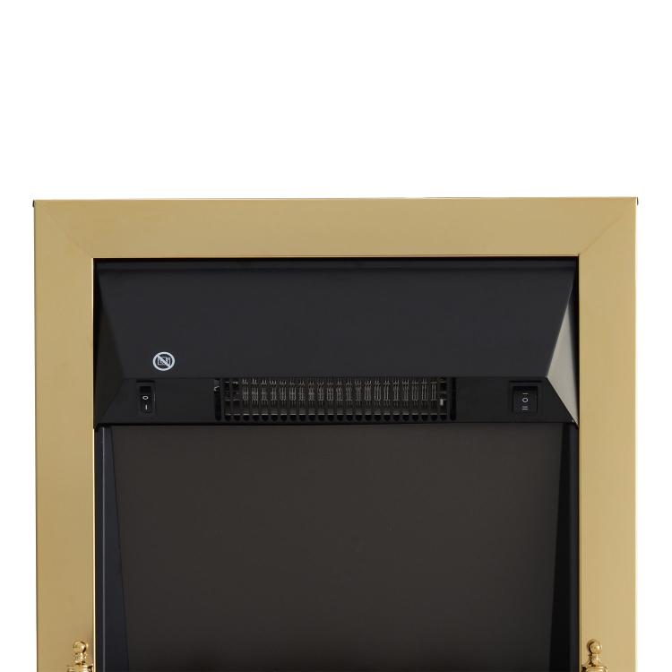 Electric fireplace with heater, electric fireplace with LED flame effect, 1000/2000W decorative fireplace, electric fireplace stove, gold
