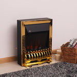Electric fireplace with heater, electric fireplace with LED flame effect, 1000/2000W decorative fireplace, electric fireplace stove, gold