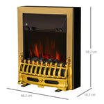 Electric fireplace with heater, electric fireplace with LED flame effect, 1000/2000W decorative fireplace, electric fireplace stove, gold