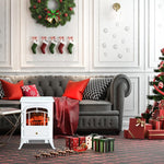 Electric fireplace with heater, electric fireplace with LED flame effect, 950/1850W decorative fireplace, electric fireplace with overheat protection, white.