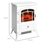 Electric fireplace with heater, electric fireplace with LED flame effect, 950/1850W decorative fireplace, electric fireplace with overheat protection, white.
