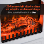 Electric fireplace with heater, electric fireplace with LED flame effect, 950/1850W decorative fireplace, electric fireplace with overheat protection, white.