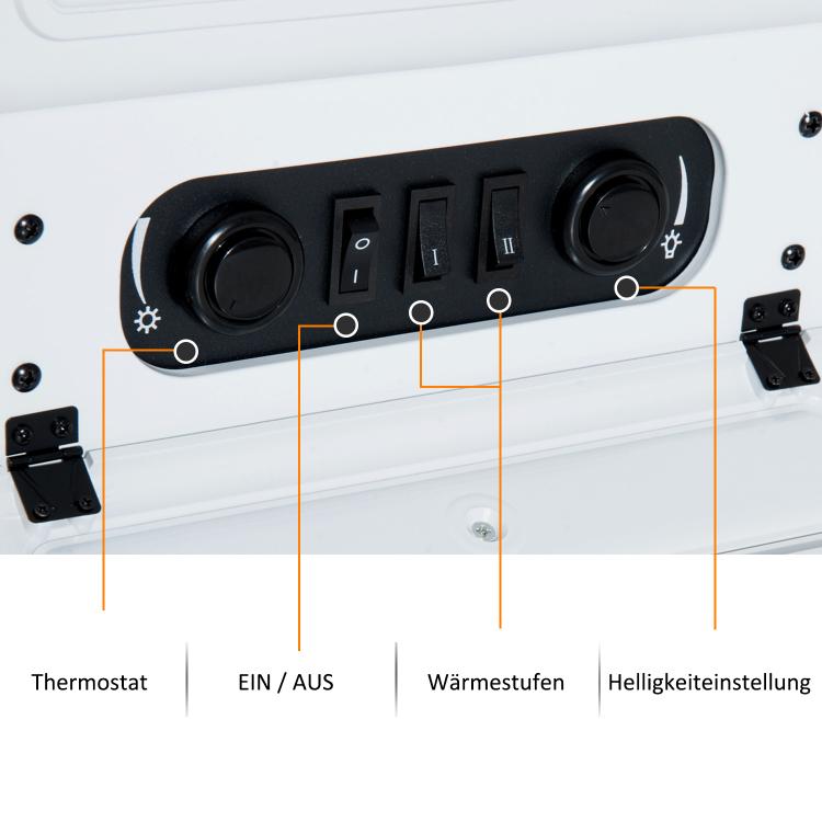 Electric fireplace with heater, electric fireplace with LED flame effect, 950/1850W decorative fireplace, electric fireplace with overheat protection, white.