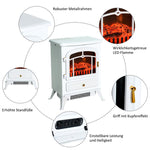 Electric fireplace with heater, electric fireplace with LED flame effect, 950/1850W decorative fireplace, electric fireplace with overheat protection, white.