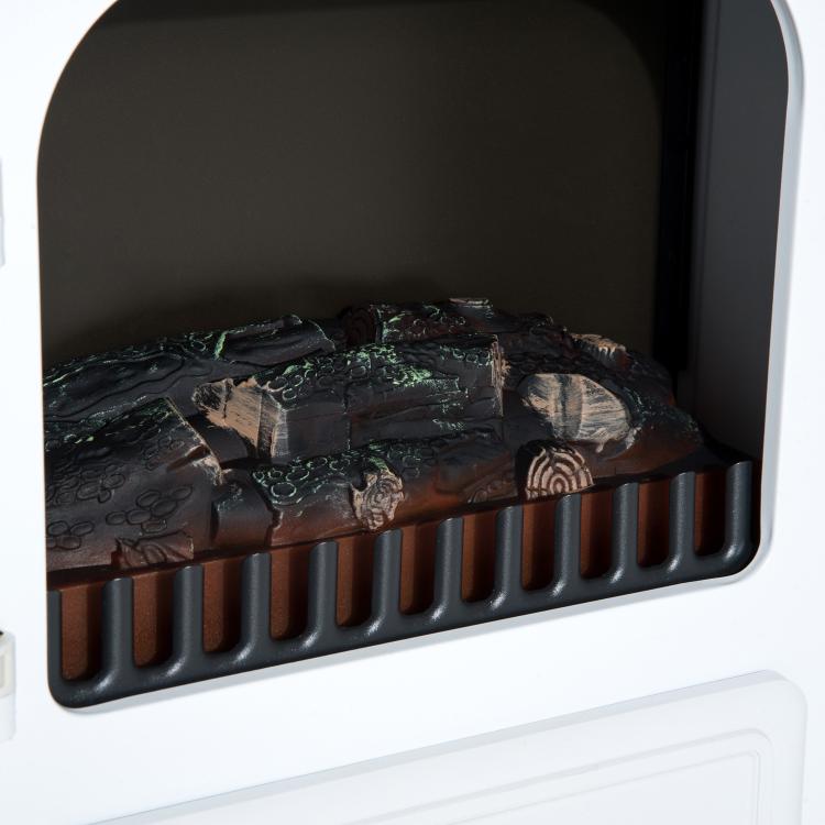 Electric fireplace with heater, electric fireplace with LED flame effect, 950/1850W decorative fireplace, electric fireplace with overheat protection, white.