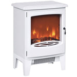 Electric fireplace with heater, electric fireplace with LED flame effect, 900/1800 W decorative fireplace, electric fireplace stove, white