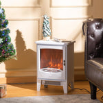Electric fireplace with heater, electric fireplace with LED flame effect, 900/1800 W decorative fireplace, electric fireplace stove, white