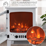 Electric fireplace with heater, electric fireplace with LED flame effect, 900/1800 W decorative fireplace, electric fireplace stove, white