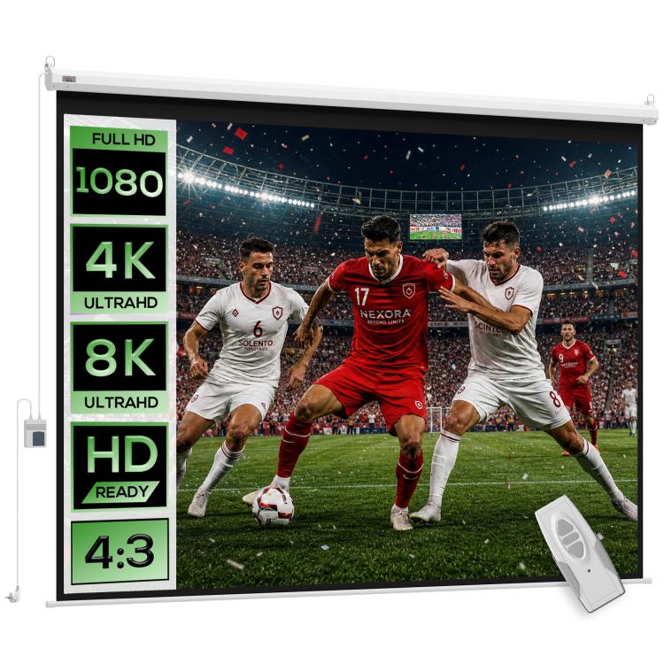 Projector screen, 100-inch, 4:3, 203 x 152 cm, white