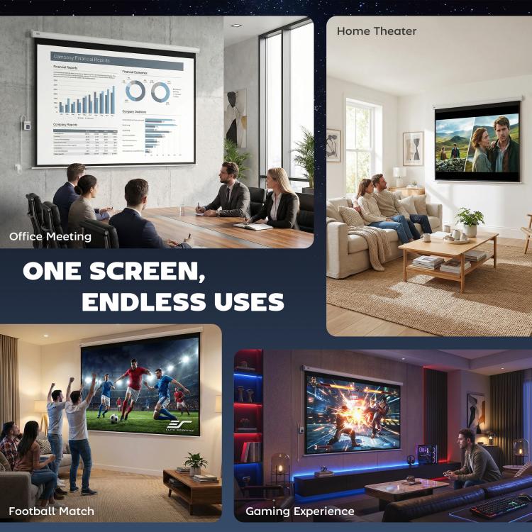 Projector screen, 100-inch, 4:3, 203 x 152 cm, white