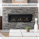 Ethanol Fireplace – Bio-Ethanol Burner – 3 Burner Boxes (1L, 3-Hour Burn Time) – 2000W – Smokeless – Wall-Mounted – Steel & Tempered Glass – Black – 120 x 15 x 40 cm