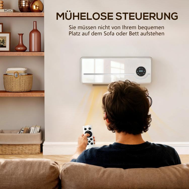 Wall-Mounted Fan Heater – 2000W Ceramic Wall Heater with Fan, Remote Control, 2 Heating Modes, LED Display