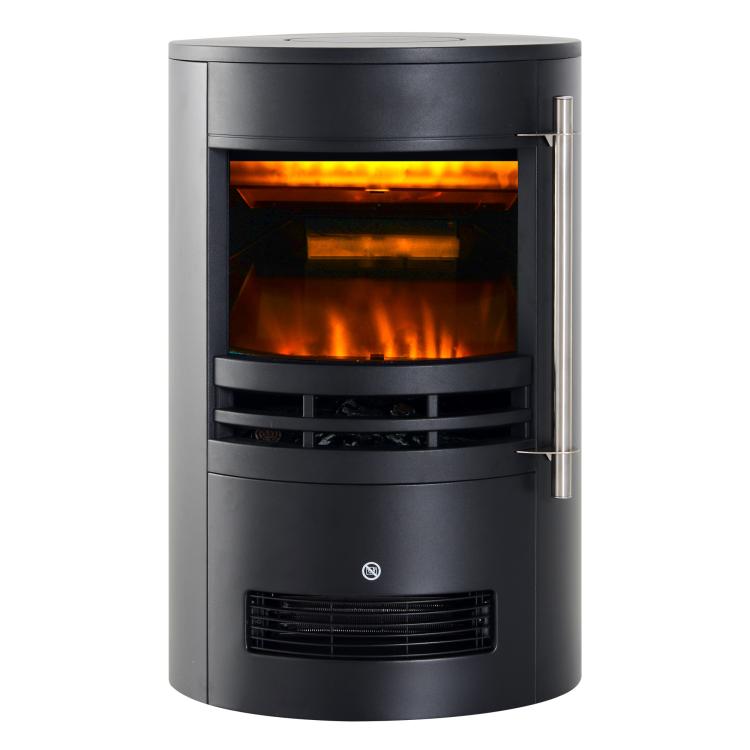 900W/2000W Freestanding Electric Fireplace with Flame Effect, Adjustable Temperature, and Overheat Protection, 41x41x64.5cm, Black