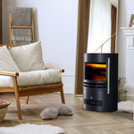 900W/2000W Freestanding Electric Fireplace with Flame Effect, Adjustable Temperature, and Overheat Protection, 41x41x64.5cm, Black