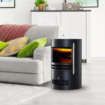 900W/2000W Freestanding Electric Fireplace with Flame Effect, Adjustable Temperature, and Overheat Protection, 41x41x64.5cm, Black