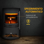 900W/2000W Freestanding Electric Fireplace with Flame Effect, Adjustable Temperature, and Overheat Protection, 41x41x64.5cm, Black