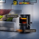 900W/2000W Freestanding Electric Fireplace with Flame Effect, Adjustable Temperature, and Overheat Protection, 41x41x64.5cm, Black